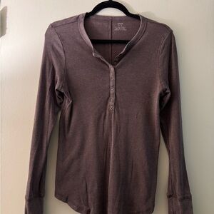 Aerie Brown Henley Shirt